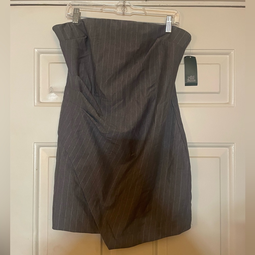 Wild Fable Charcoal Pinstripe Strapless Dress Women’s Lg